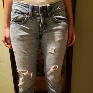 Fossil straight leg ripped blue jeans